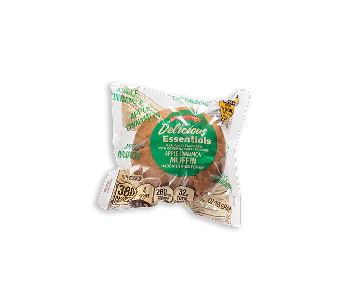 Delicious Essentials 4 oz. Whole Grain Apple Cinnamon Muffins
