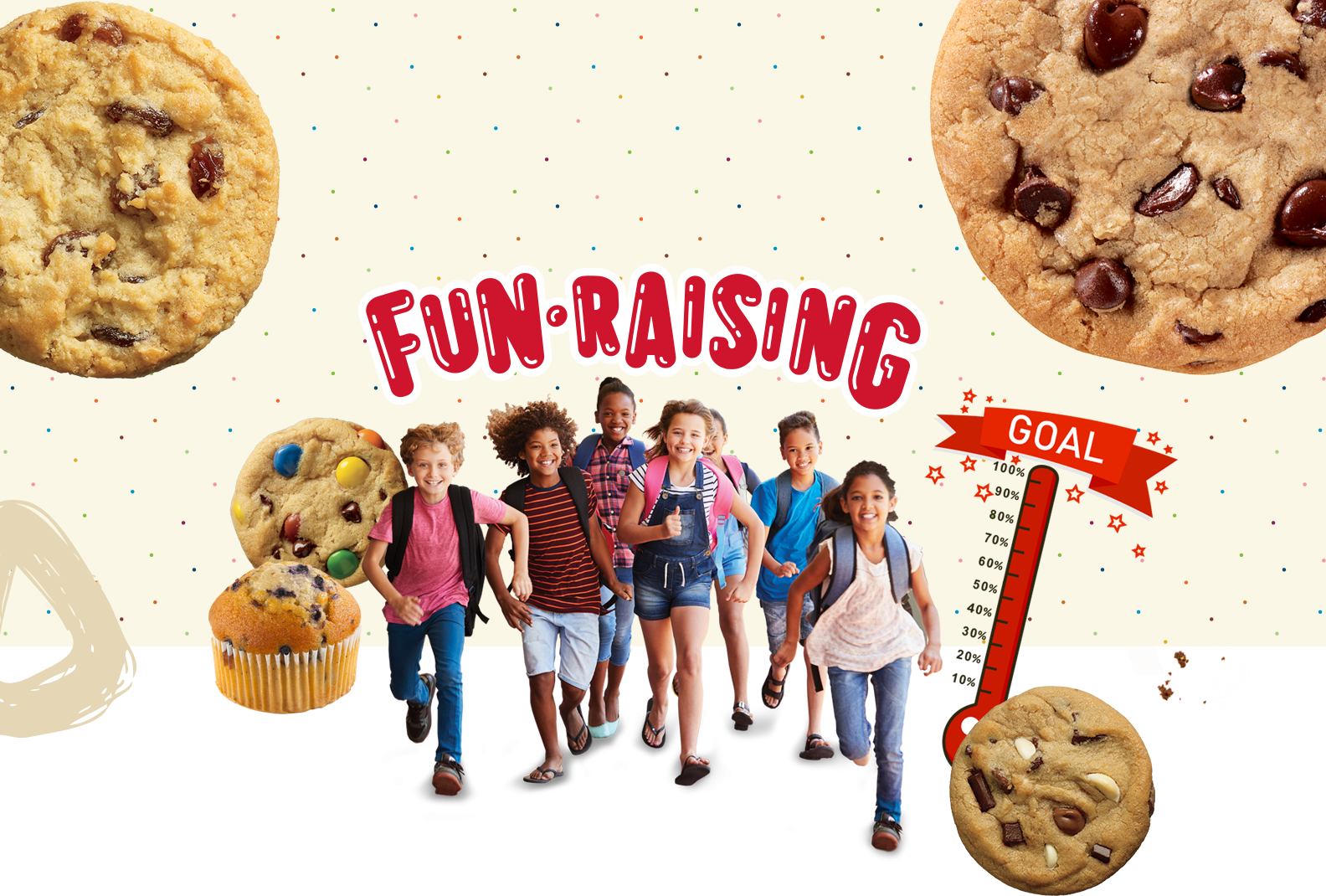 Fun Raising, children, cookies, goal thermometer