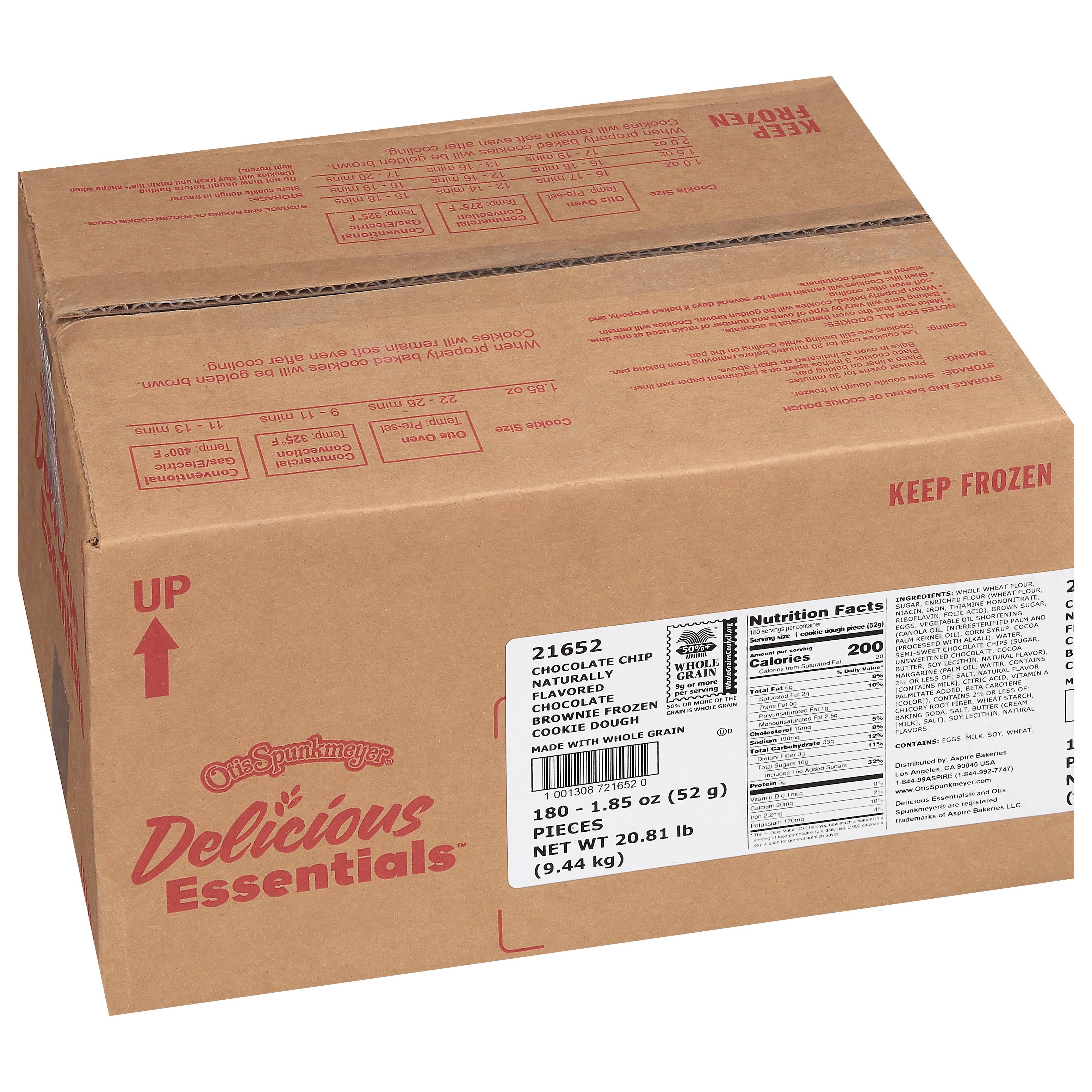 Sealed cardboard box with chocolate brownie cookie